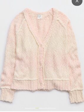 OFFLINE By Aerie Ombre Spring Cardigan Coquette Pink and Cream Size Medium NWT